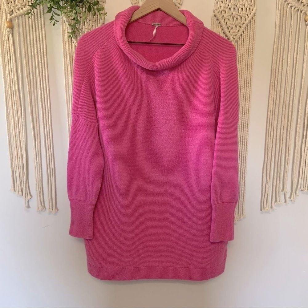 FREE PEOPLE Ottoman Slouchy Tunic Electric Pink Medium - Picture 3 of 12